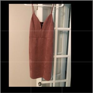 Faux suede blush mini dress